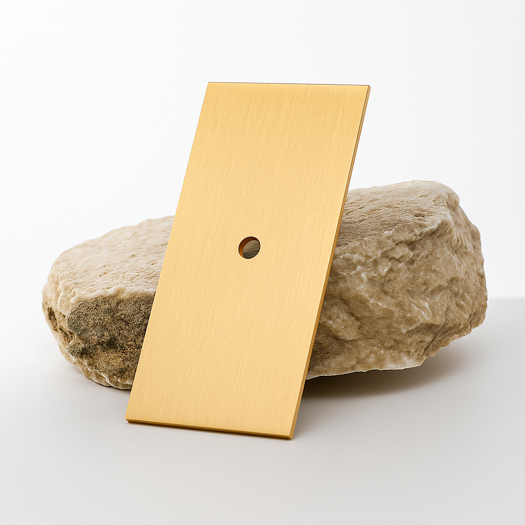 3" x 1.5" Brushed Brass Knob Backplate - Modern