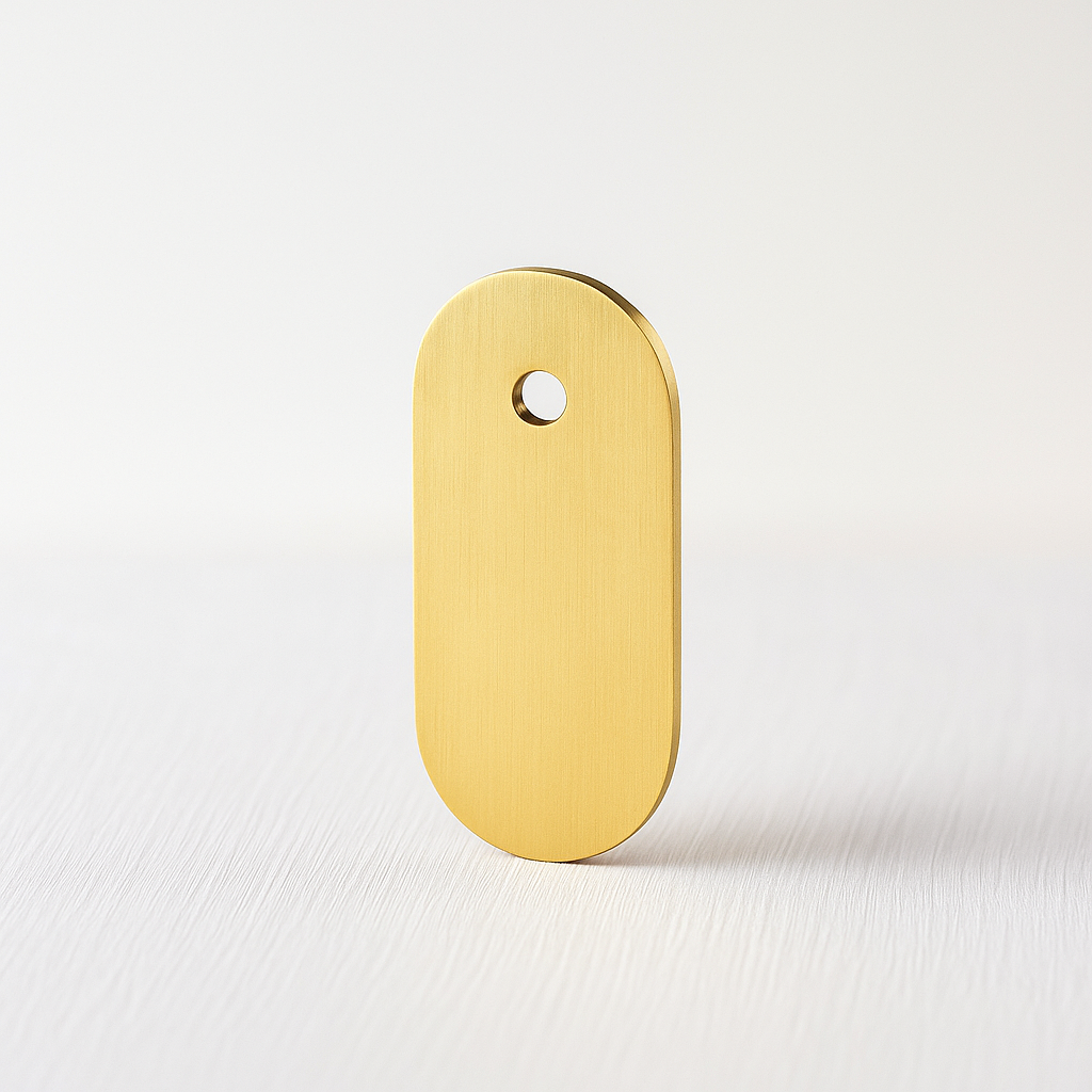 Top Hole Brushed Brass Knob Backplate: Modern (2.25" x 1")