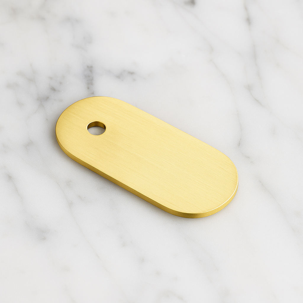 Top Hole Brushed Brass Knob Backplate: Modern (2.25" x 1")