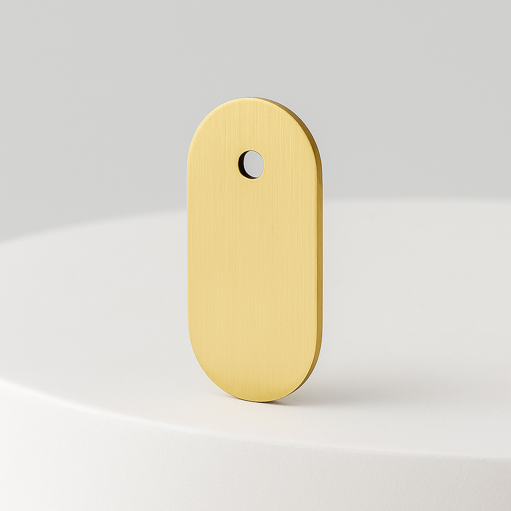Top Hole Brushed Brass Knob Backplate: Modern (2.25" x 1")