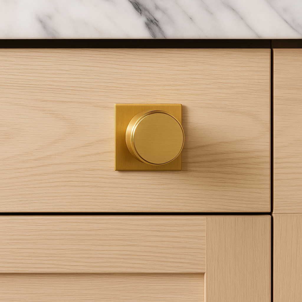 Camden Mid-Century Brass Cabinet Knob with Backplate