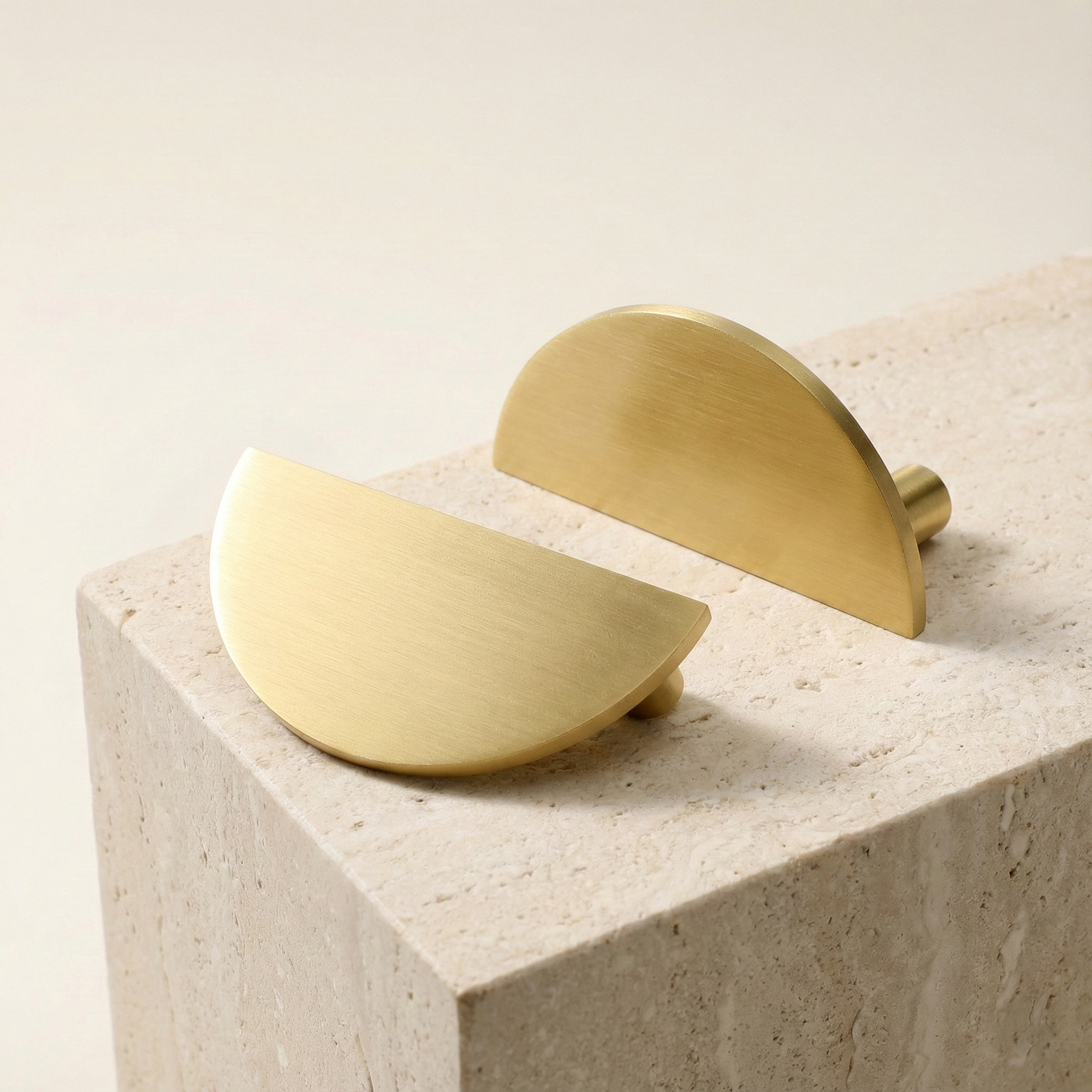 Half Moon Brass Mid-Century Modern Cabinet Pull (2 Pulls)