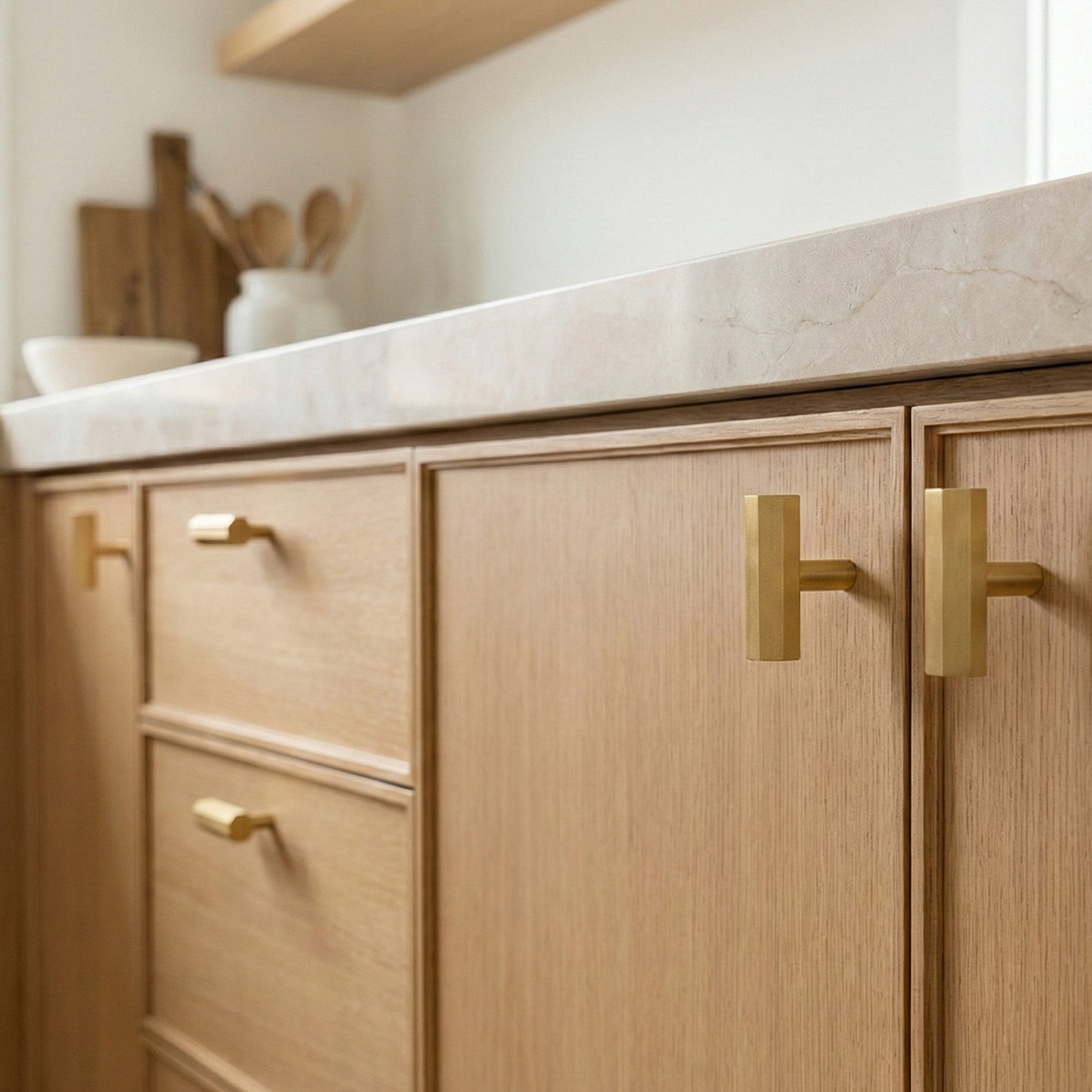 Hex Brass T Knob for Cabinet Doors and Drawers