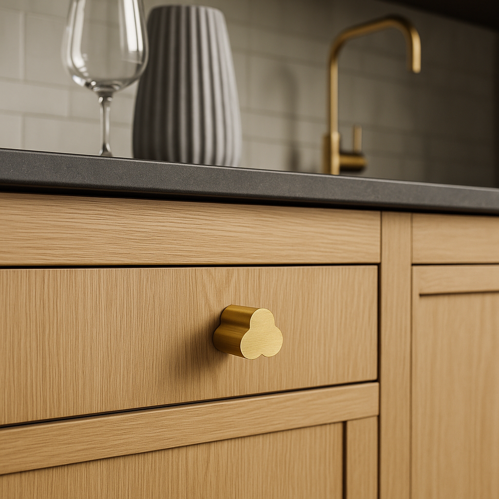 Triple Clover Modern Brass Cabinet Knob