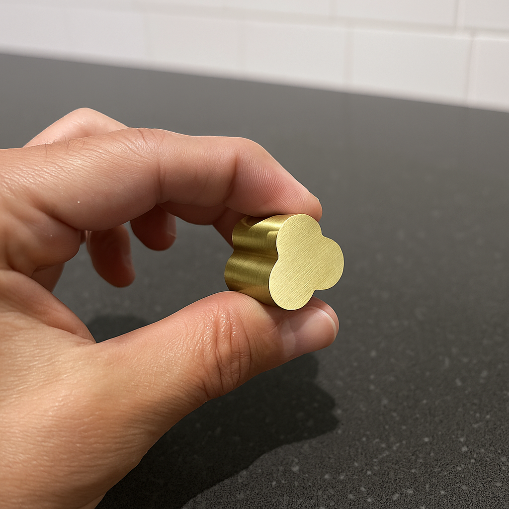 Triple Clover Modern Brass Cabinet Knob