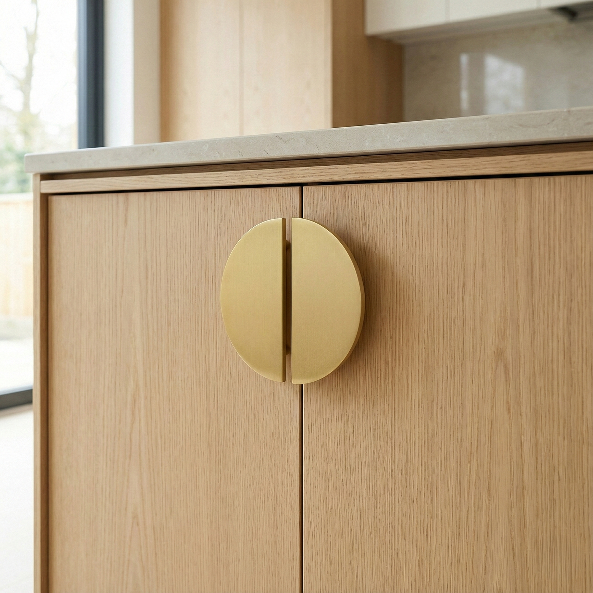 Half Moon Brass Mid-Century Modern Cabinet Pull (2 Pulls)