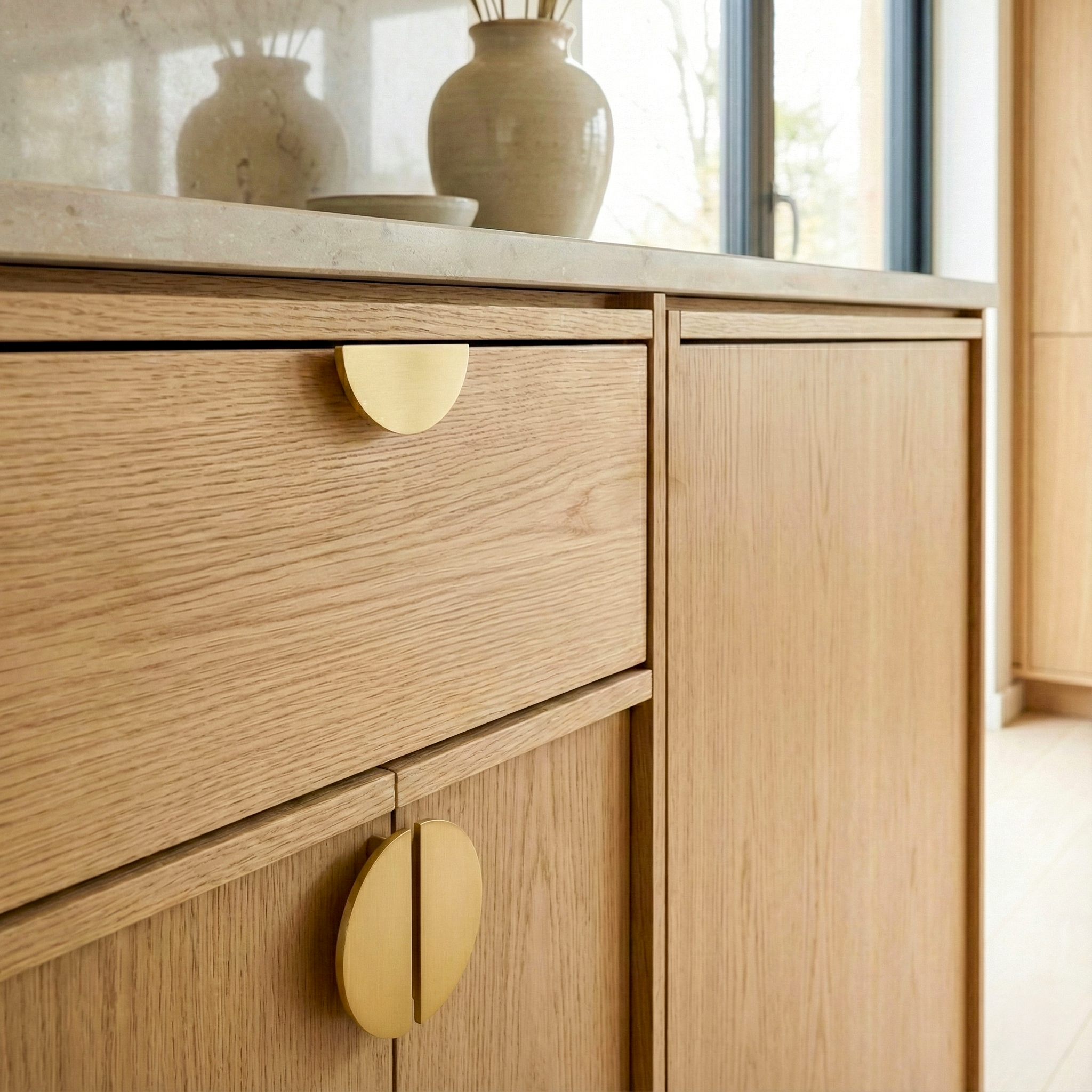 Half Moon Brass Mid-Century Modern Cabinet Pull (2 Pulls)