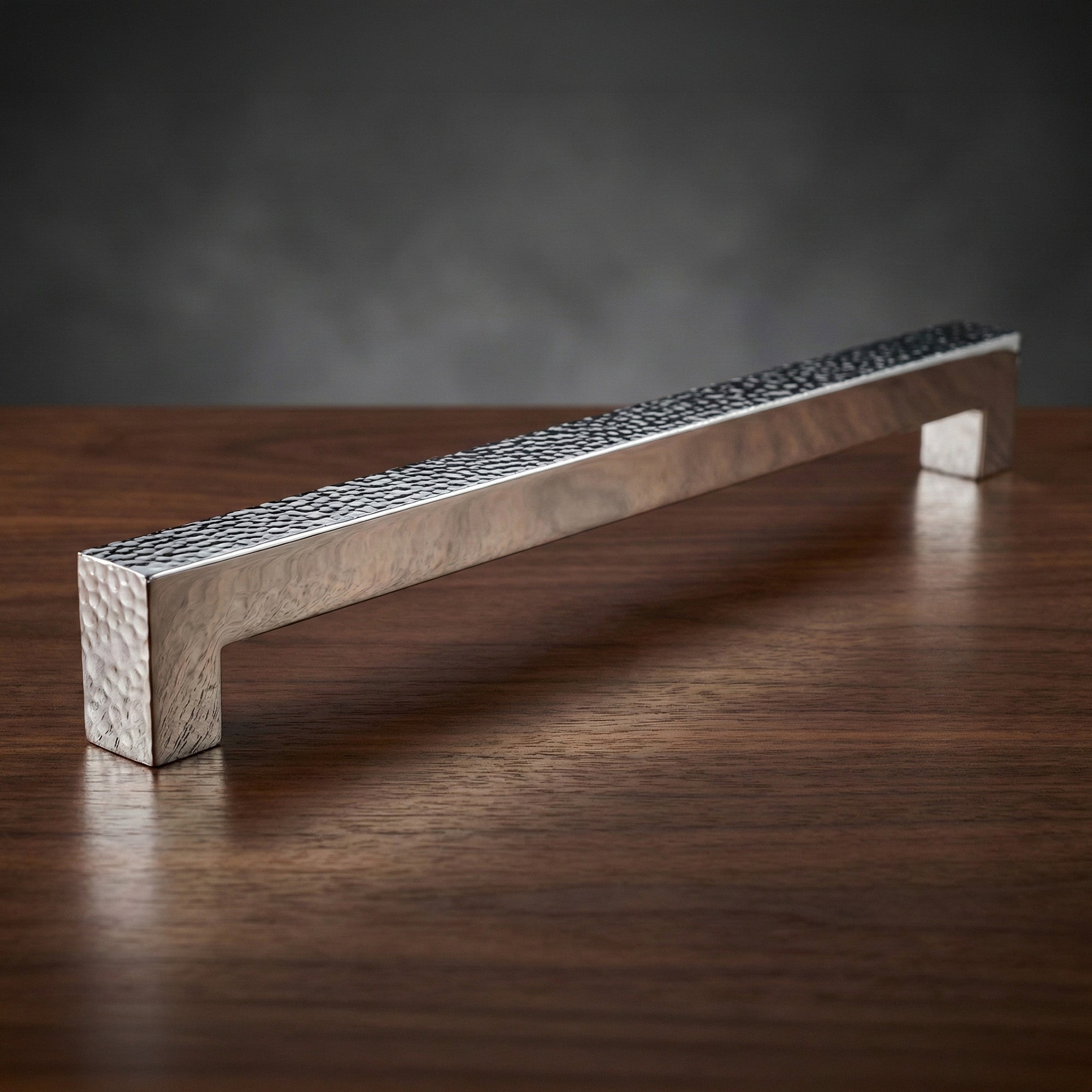 The Belvedere Appliance Pull in Hammered Polished Nickel