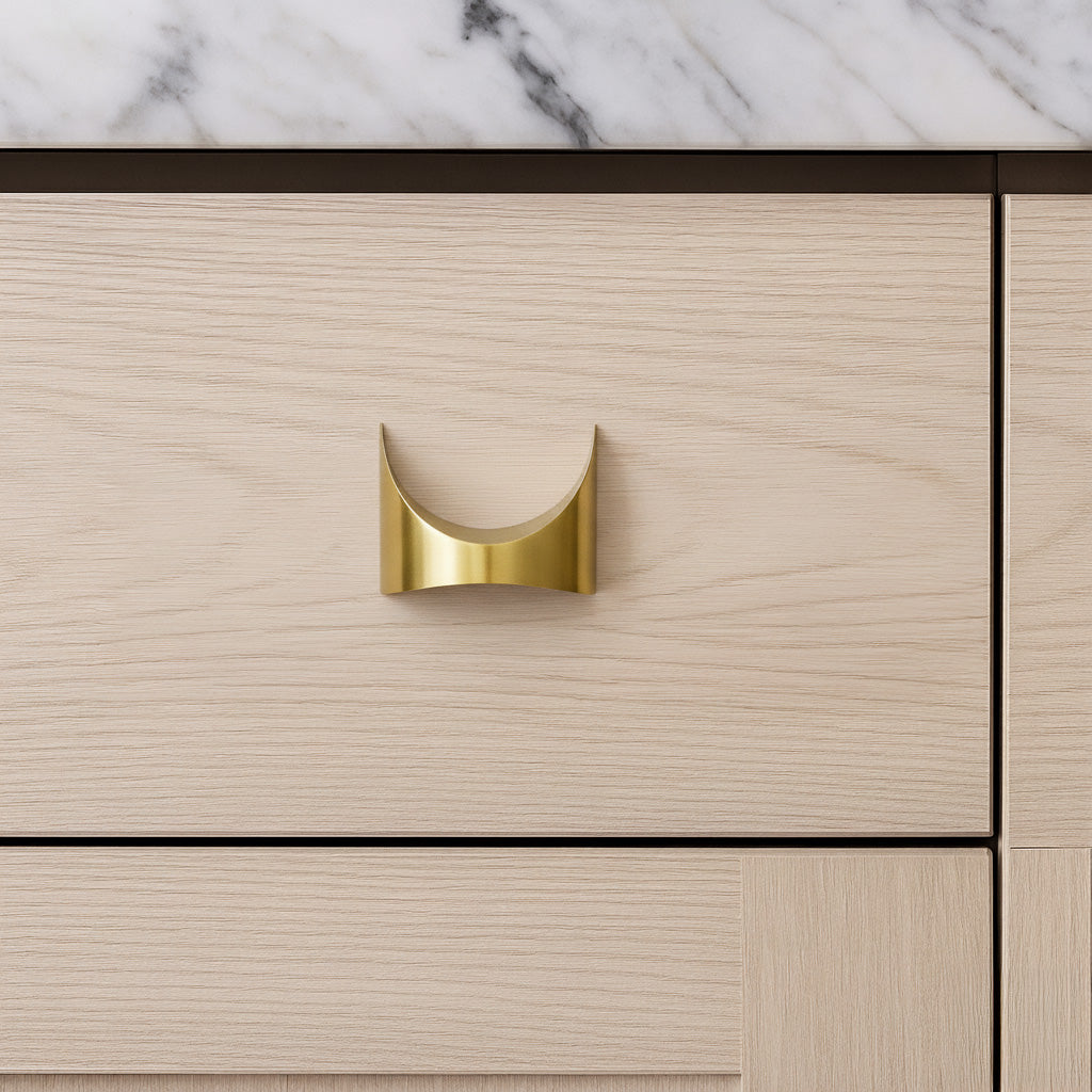 Brass Brasilia Style Mid Century Modern Drawer and Cabinet Pull