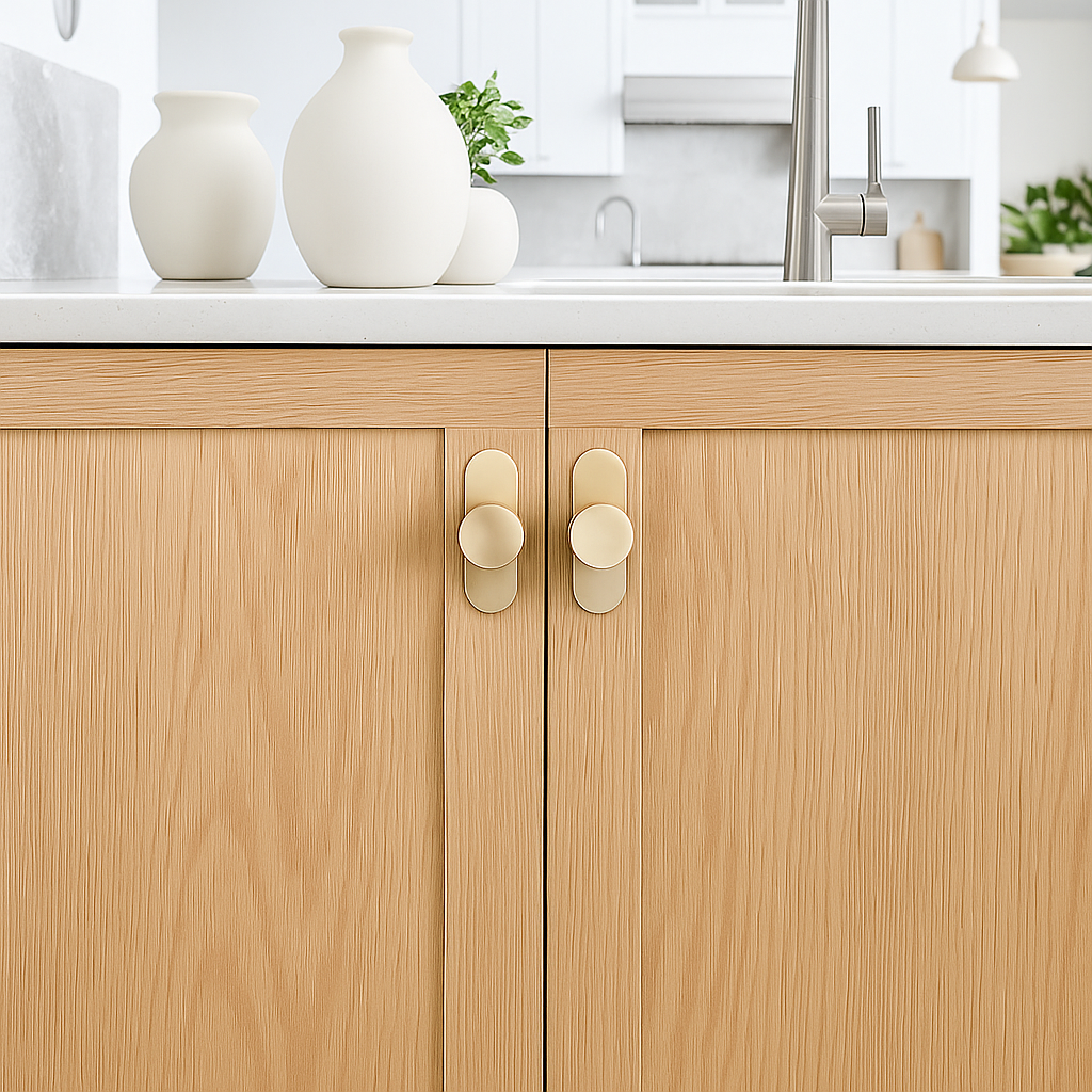 Regal Mid-Century Modern Solid Brass Cabinet Hardware Knob with Backplate