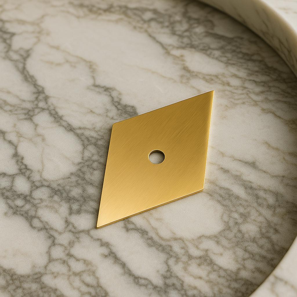 Diamond Brass Knob Backplate 2.75" x 2" Modern