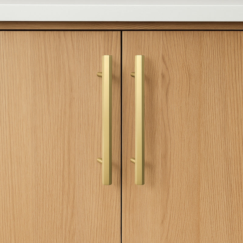 Hex Mid Century Modern Brass Bar Pull for Cabinet Doors and Drawers