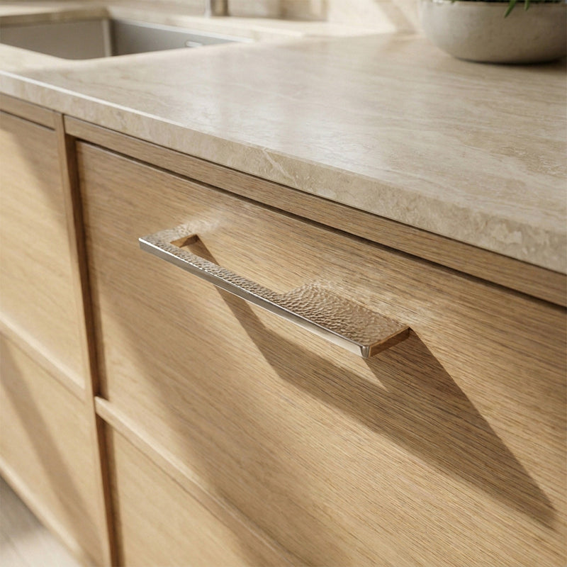 Axis Modern Cabinet Pull - Hammered Polished Nickel