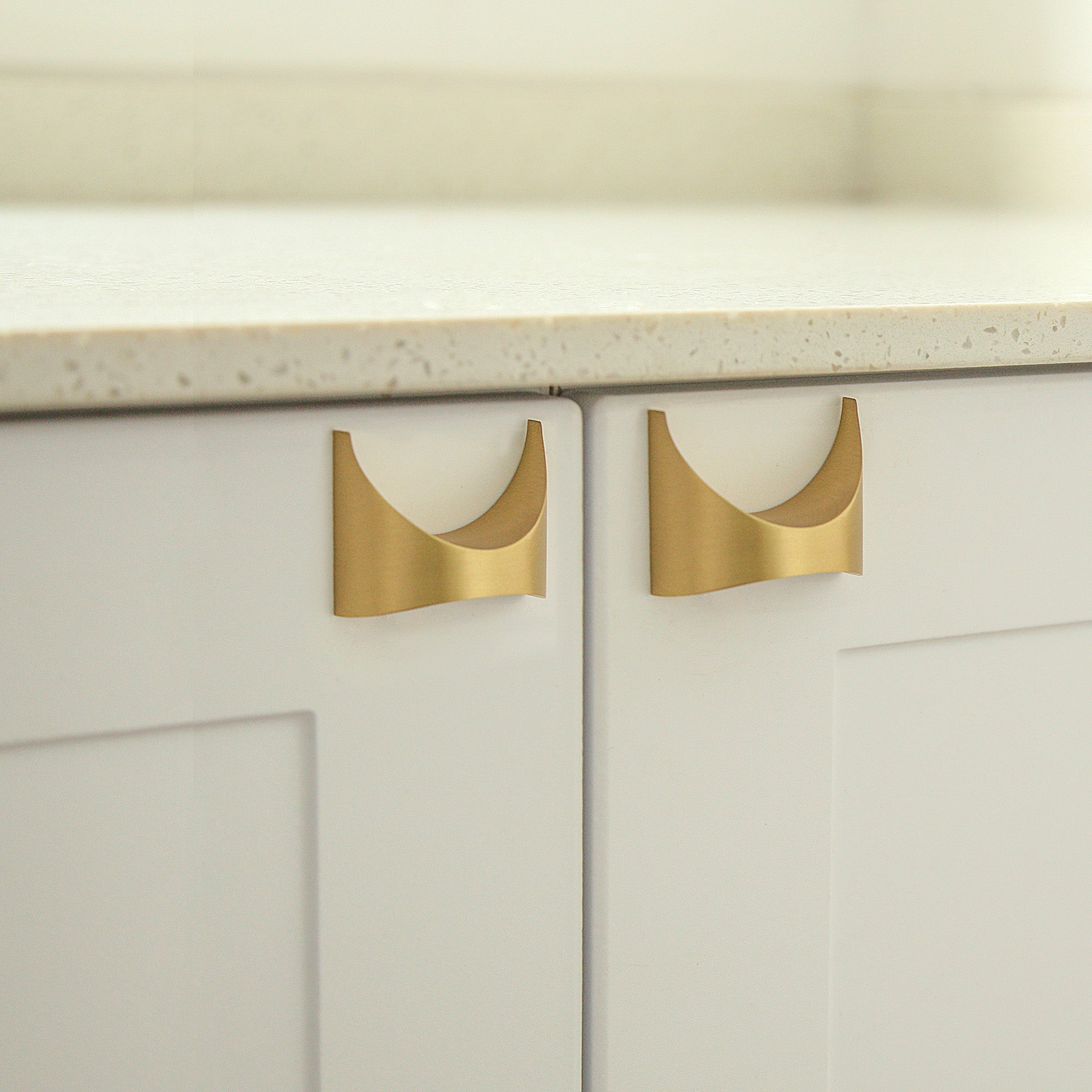 Brass Brasilia Style Mid Century Modern Drawer and Cabinet Pull
