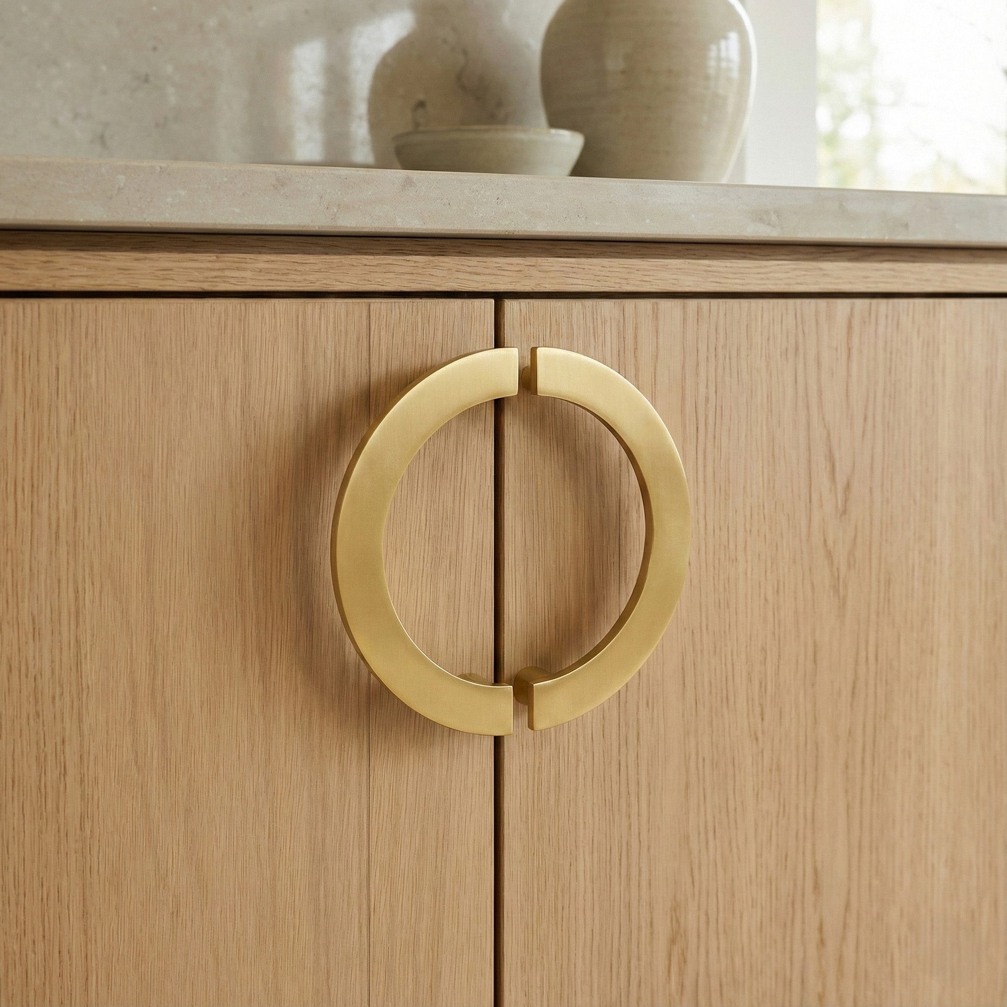 Semicircle Brass Mid Century Modern Cabinet Pull (2 Pulls)