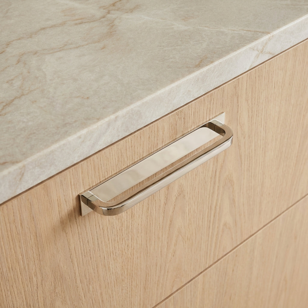 Oxford Polished Nickel Pull with Backplate - Modern
