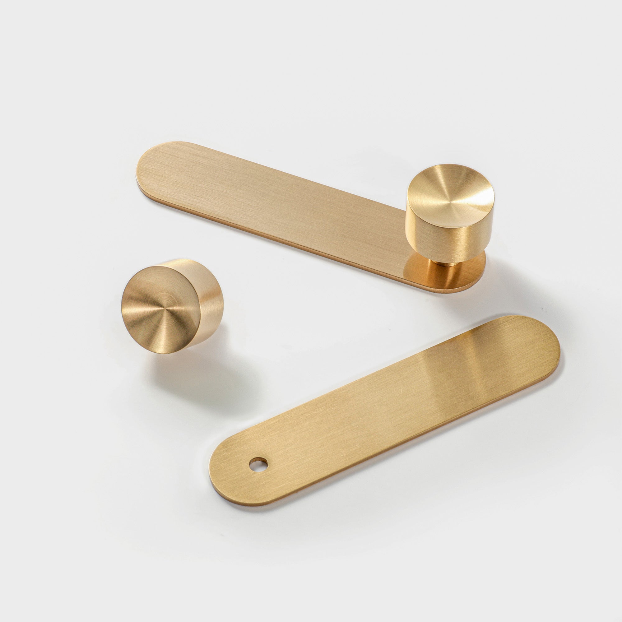 Mid-Century Brass Concave Knob with Large Backplate