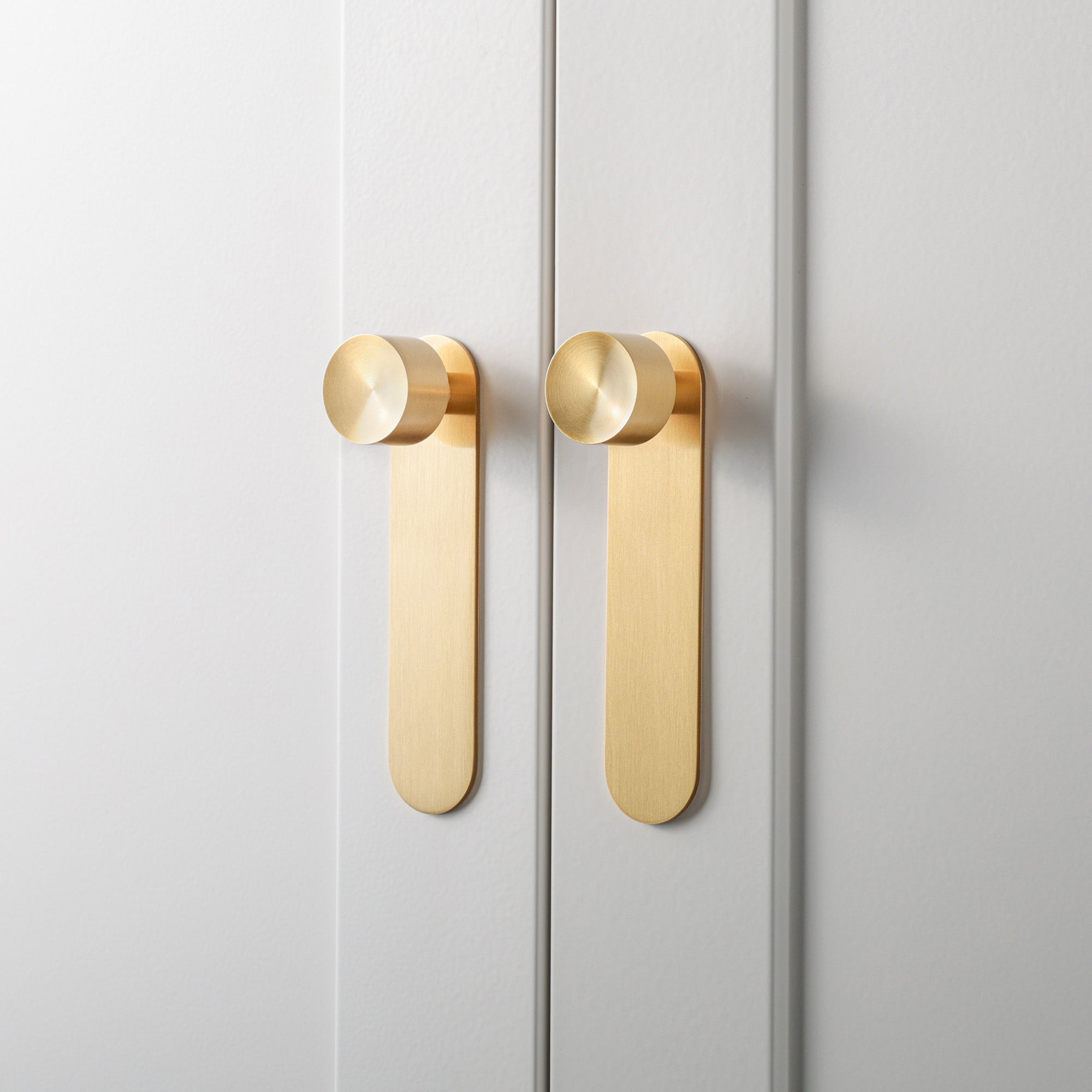 Mid-Century Brass Concave Knob with Large Backplate
