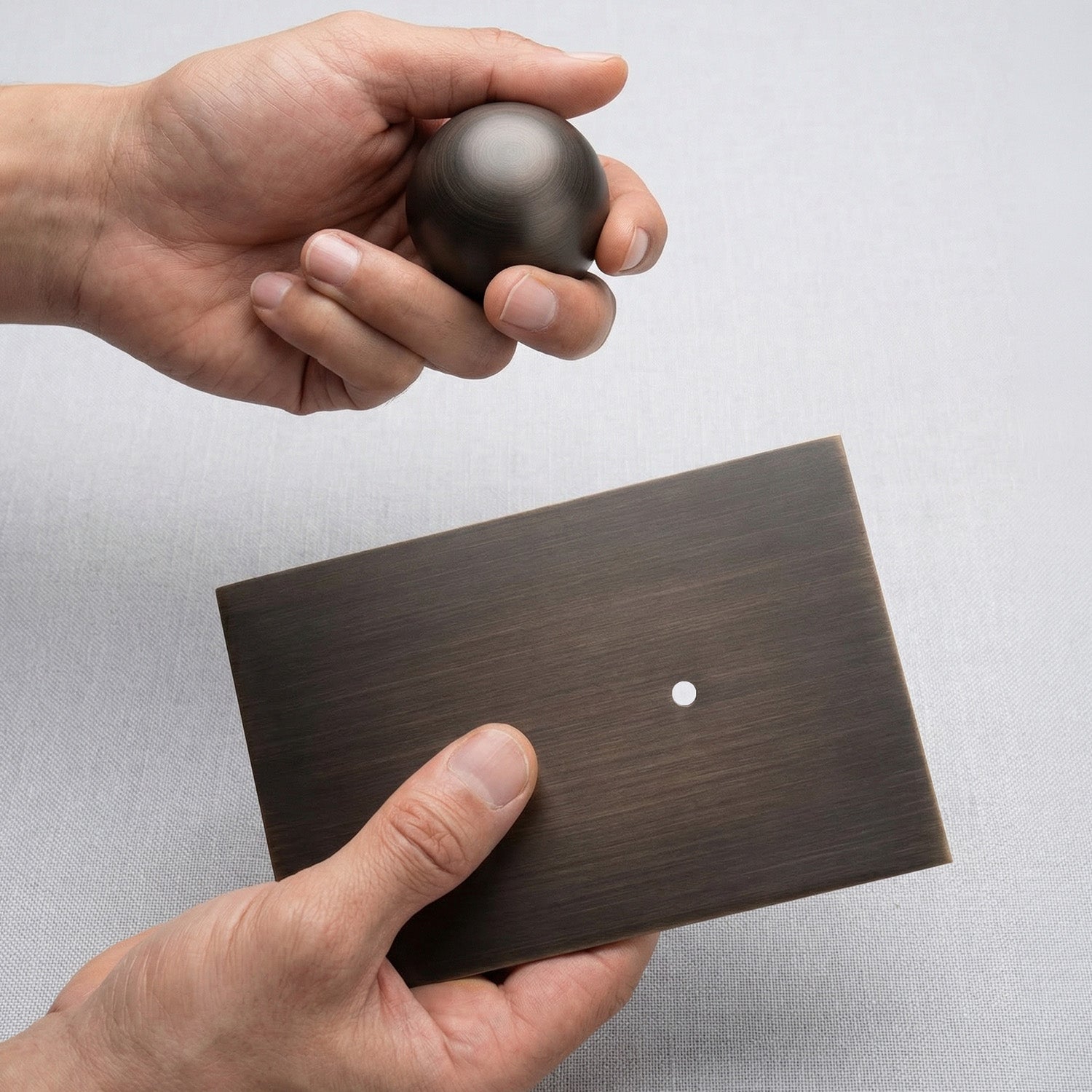 Estate Modern Bronze Brass Cabinet Ball With Backplate (2 Sets)