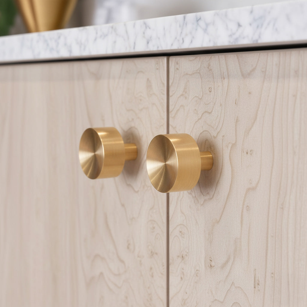 Solid Brass Concave Mid Century Modern Cabinet Knob