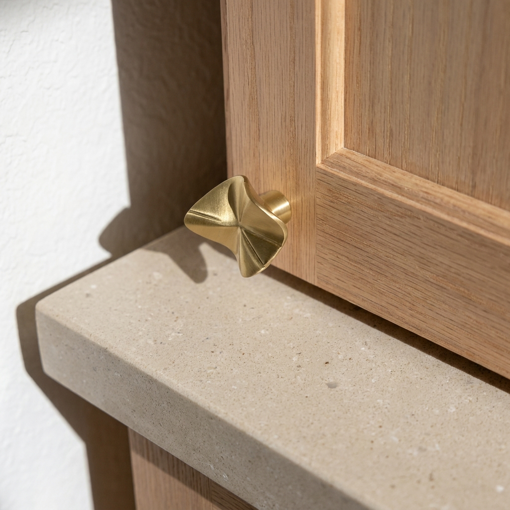 Wave Organic Brass Cabinet Knob