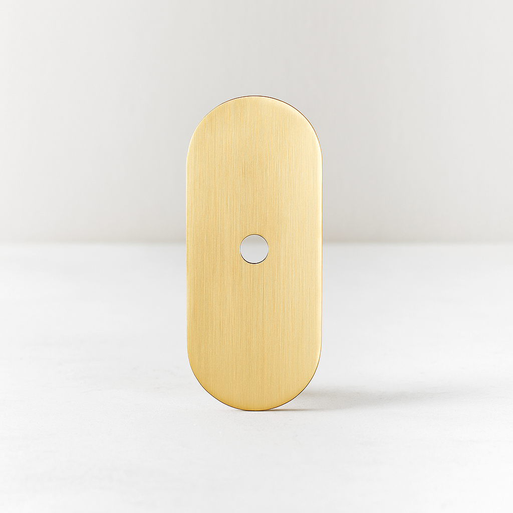 Brushed Brass Knob Backplate: Modern Cabinet Hardware (2.25" x 1")