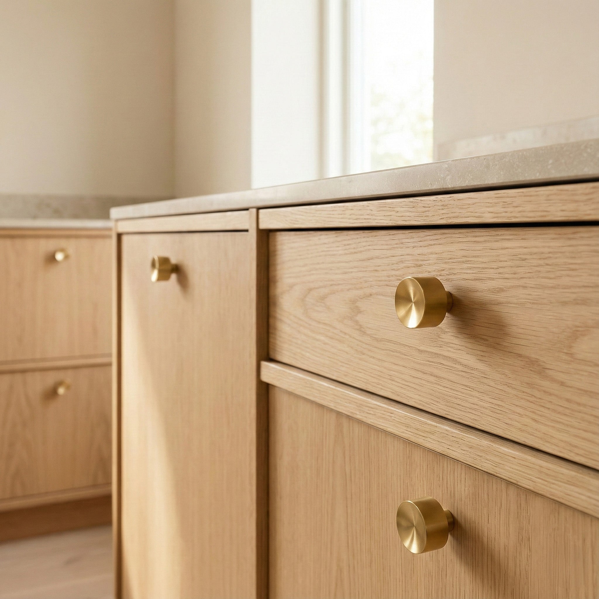 Solid Brass Concave Mid Century Modern Cabinet Knob