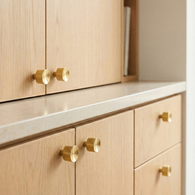 Solid Brass Concave Mid Century Modern Cabinet Knob
