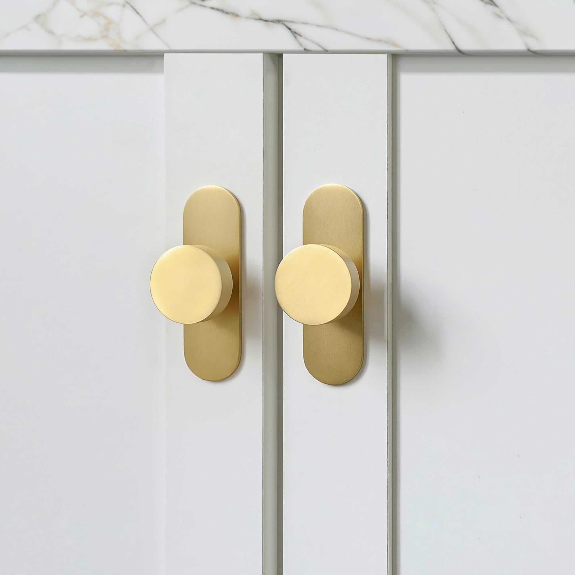 Regal Mid-Century Modern Solid Brass Cabinet Hardware Knob with Backplate