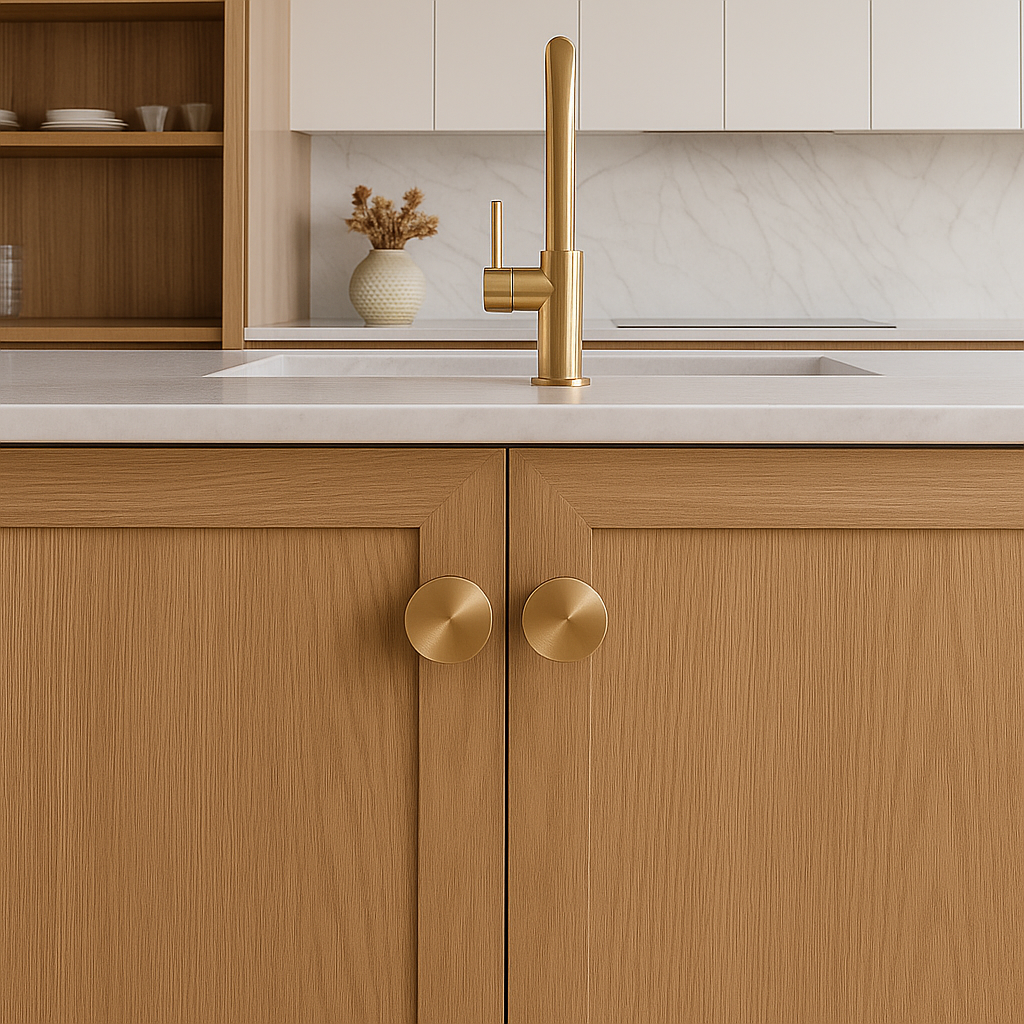 Hampton Brass Round Modern Cabinet & Drawer Knob 1.4 in