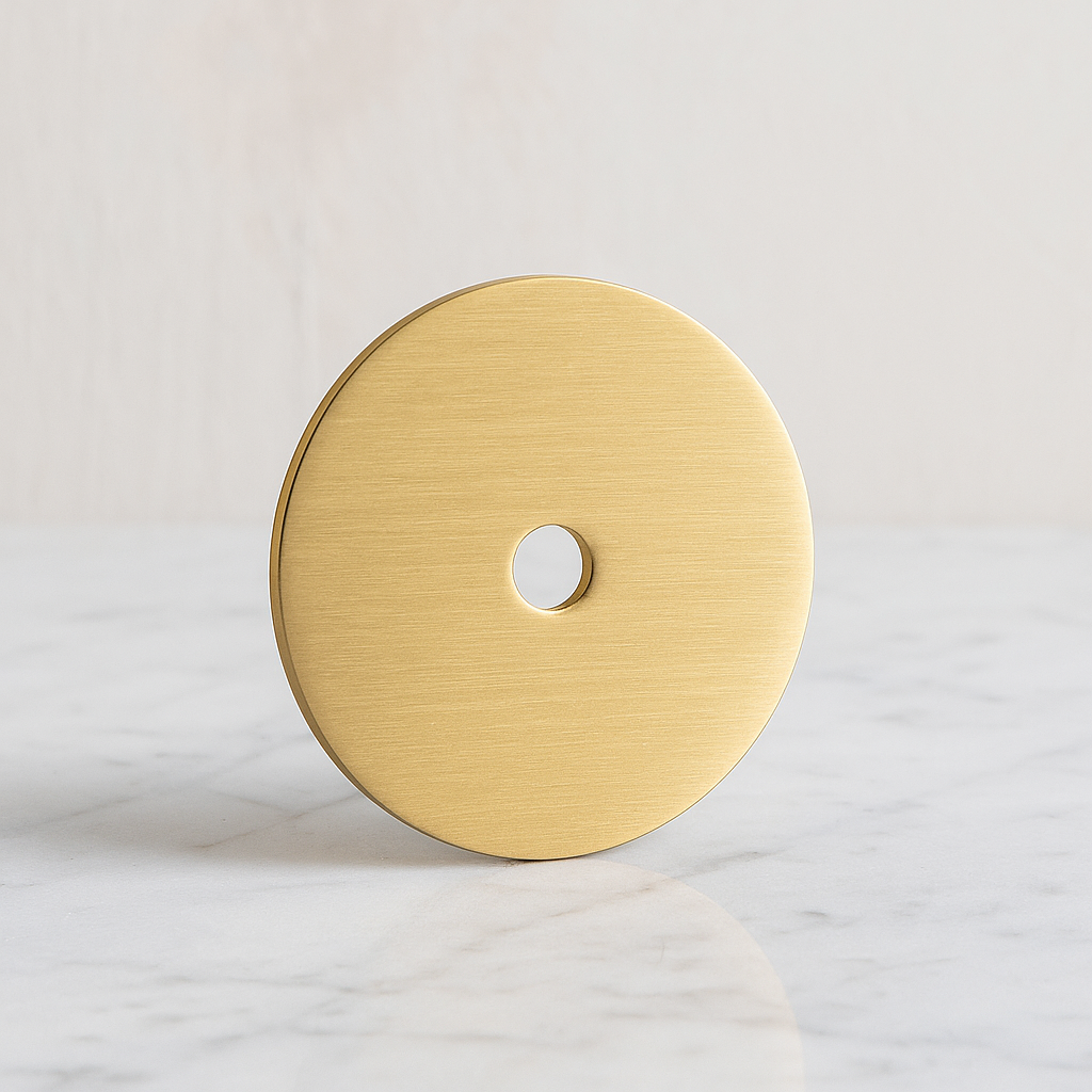 Modern Round Brass Knob Backplate 1.5" Inch