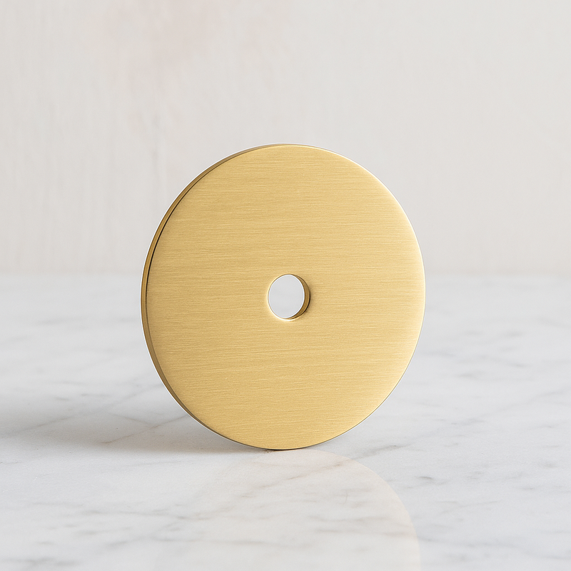 Modern Round Brass Knob Backplate 1.5" Inch