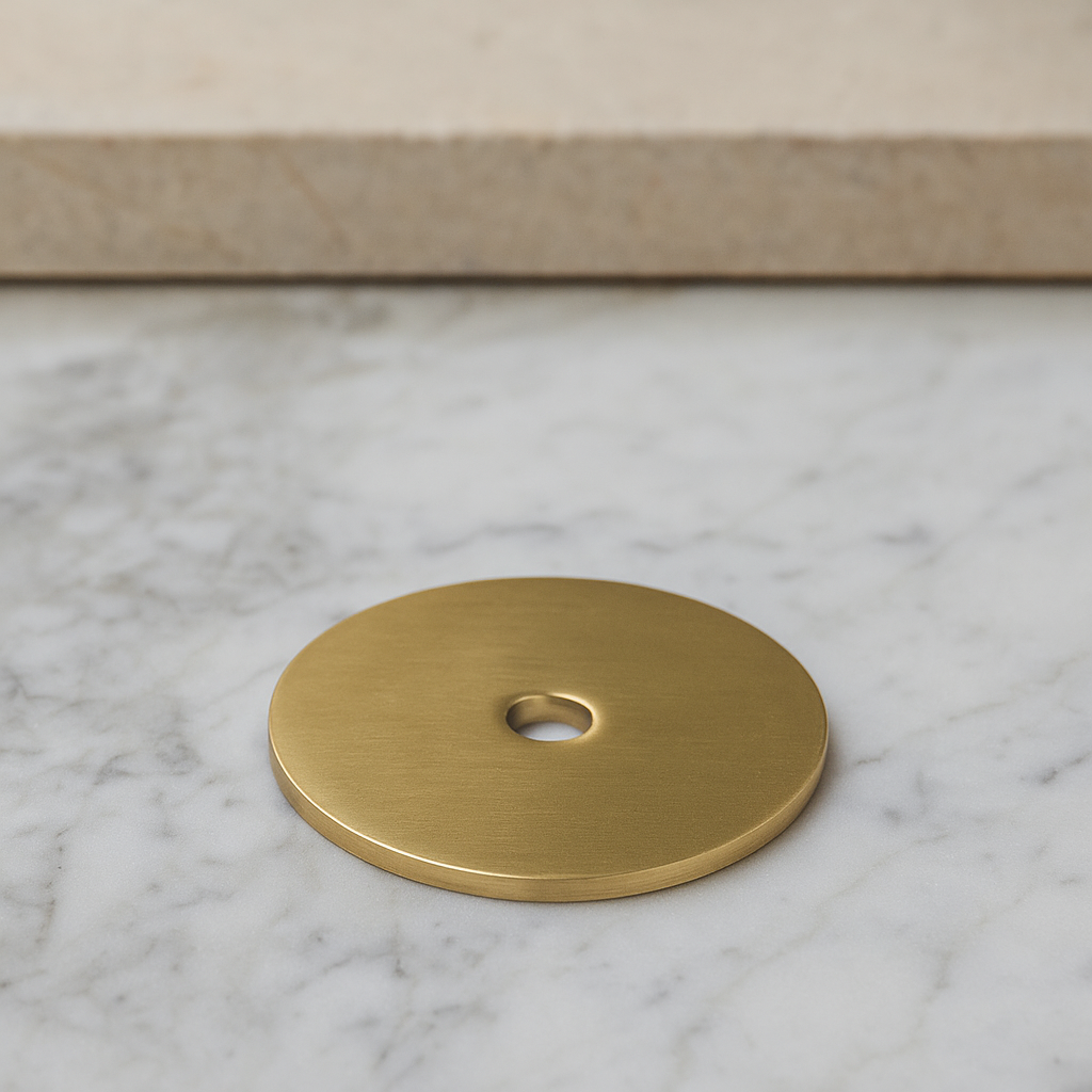 Modern Round Brass Knob Backplate 1.5" Inch