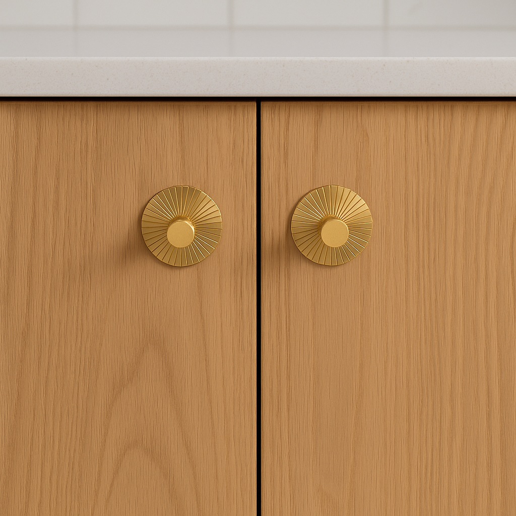 1.9" Round Starburst Brass Backplate with Knob