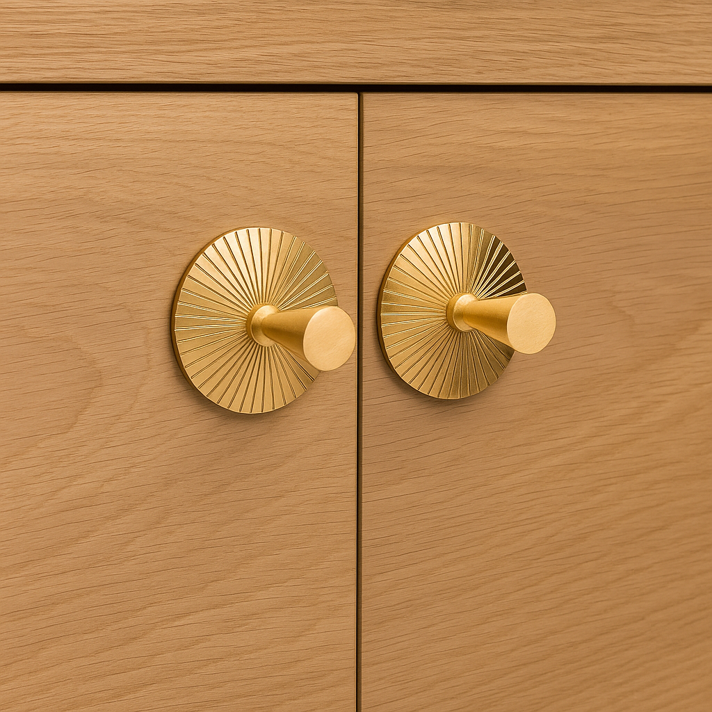 1.9" Round Starburst Brass Backplate with Knob
