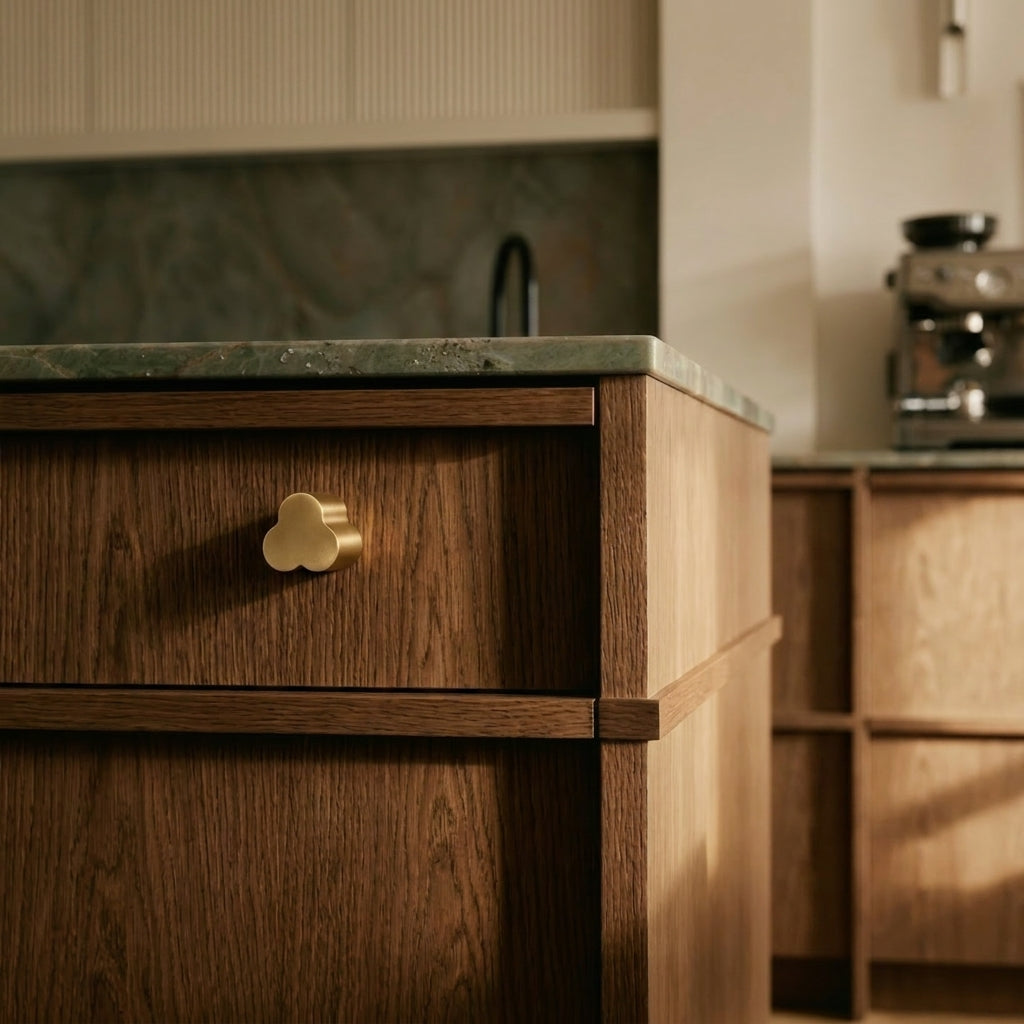 Triple Clover Modern Brass Cabinet Knob