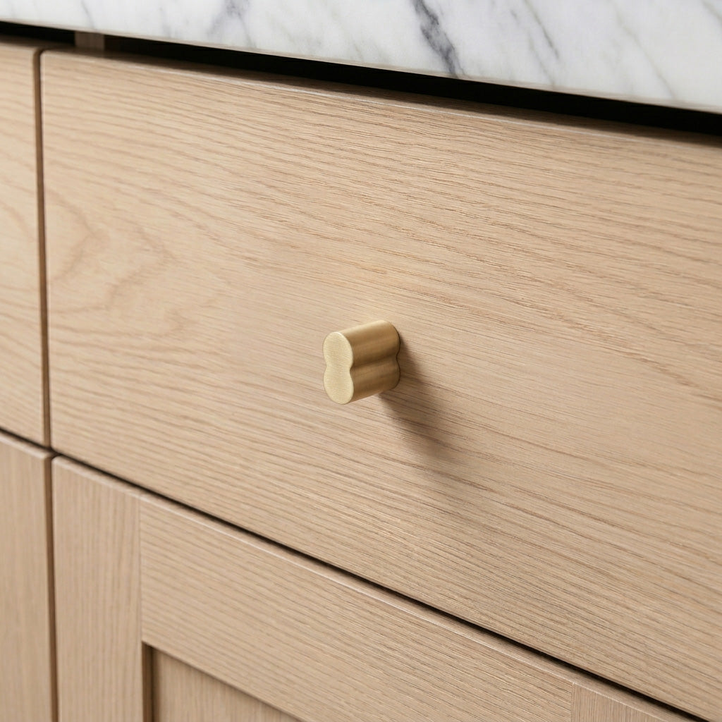 Twin Clover Modern Brass Cabinet Knob