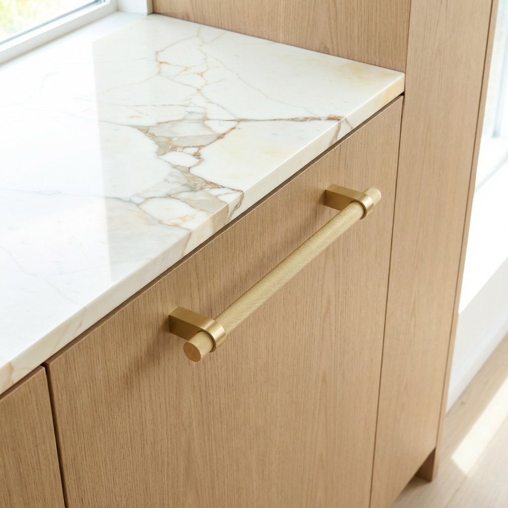 Vanderbilt Brass Appliance Pull Knurled for Integrated Panel Ready Appliances