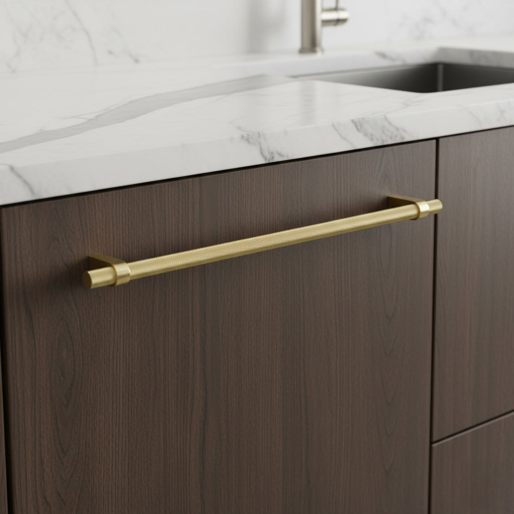 Vanderbilt Brass Appliance Pull Knurled for Integrated Panel Ready Appliances