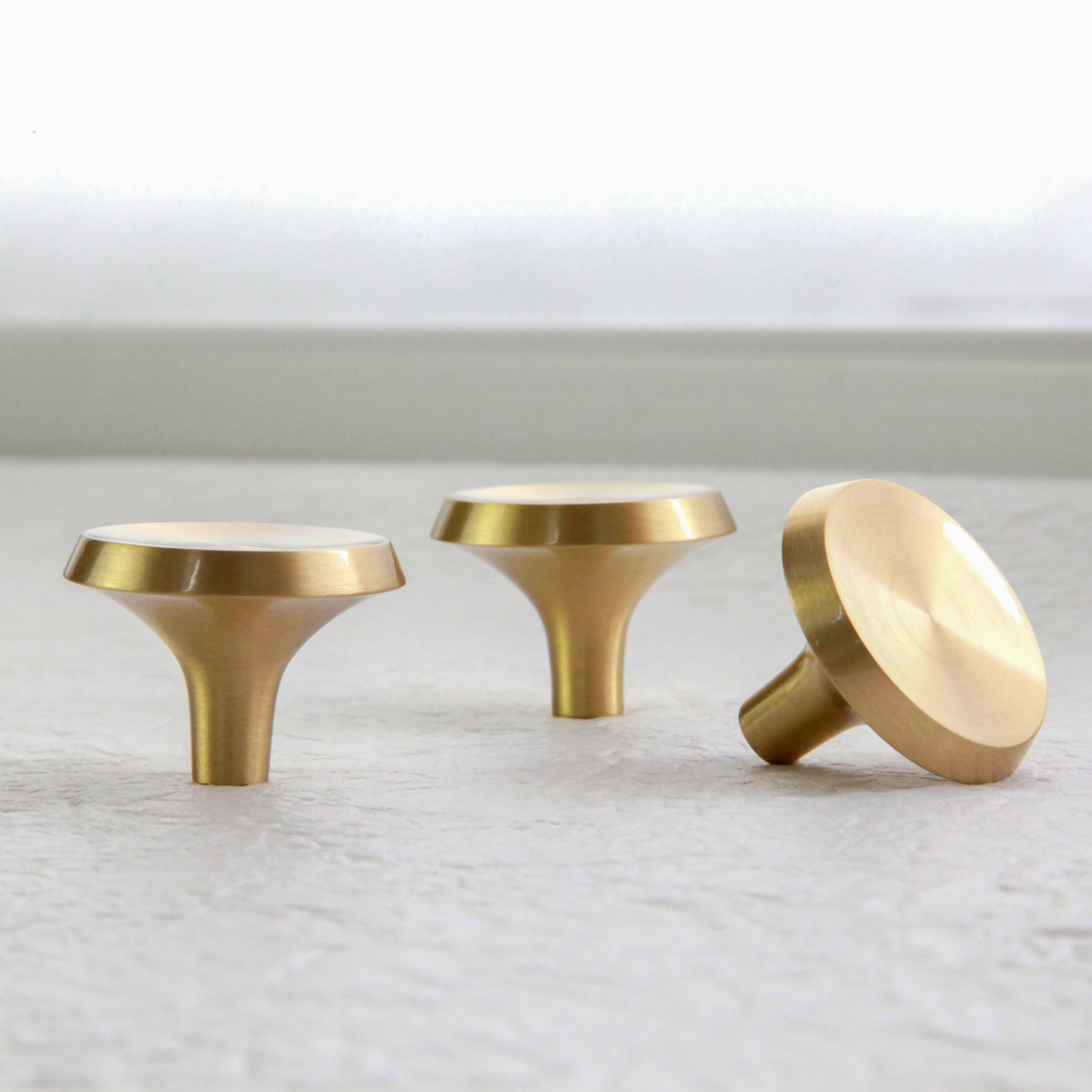 Milan Mid-Century Modern Solid Brass Brushed Brass Knob